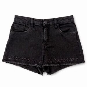 STS Blue Triangle Hem Embroidered Jean Shorts Black 24